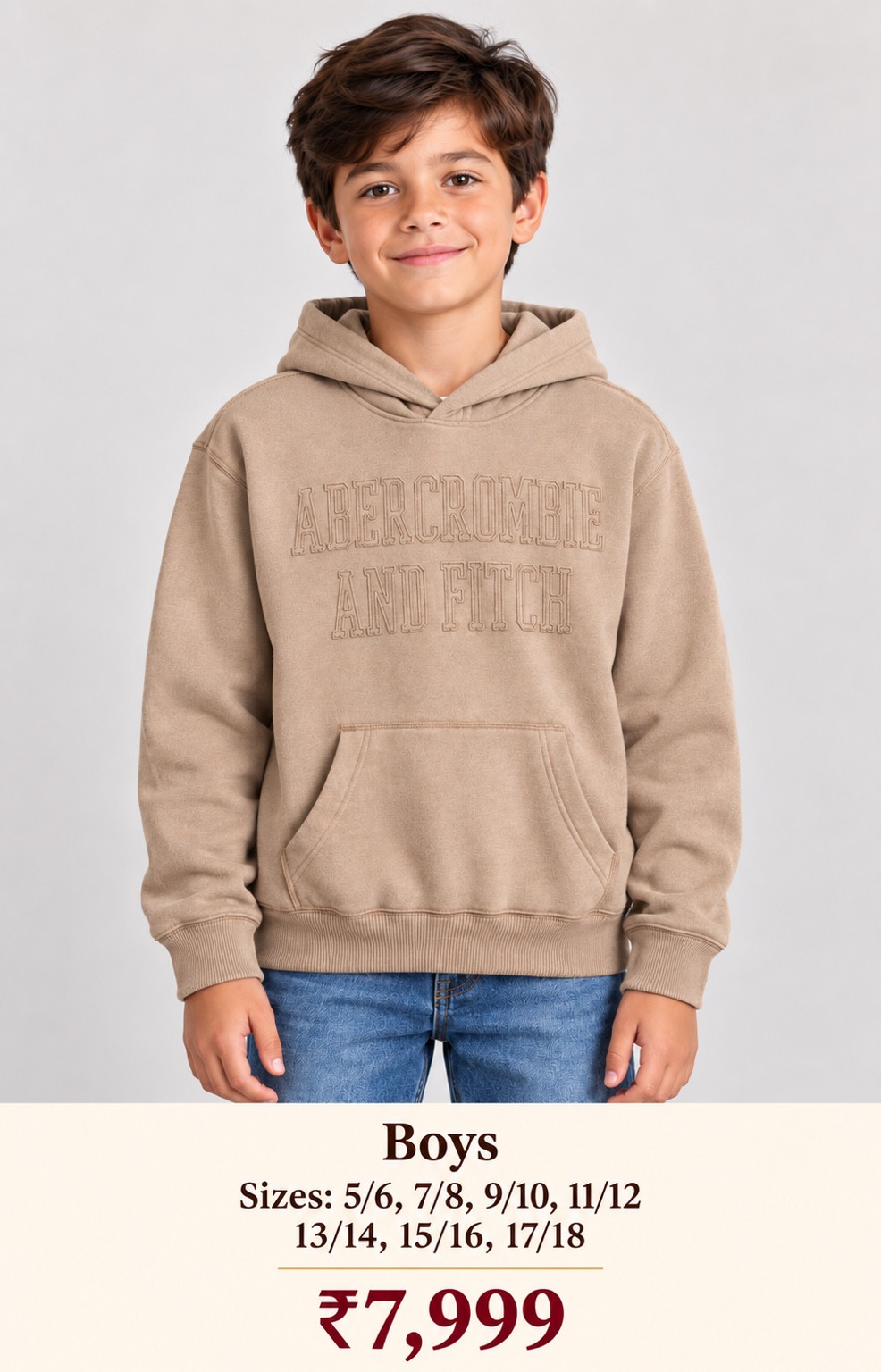 Abercrombie Kids Boys Beige Hoodie