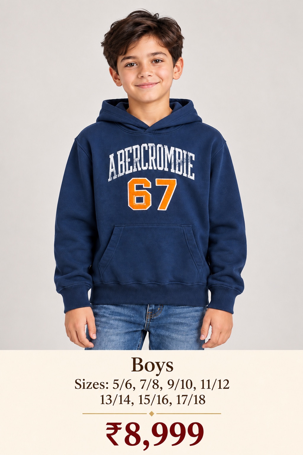 Abercrombie Kids Boys Navy Appliqué 67 Hoodie