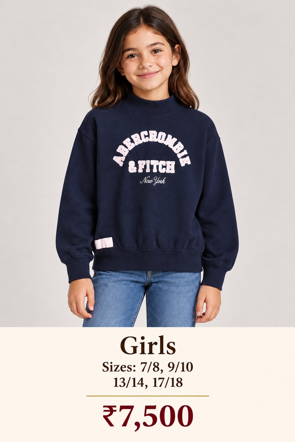 Abercrombie Kids Girls Navy Mock-Neck Sweatshirt