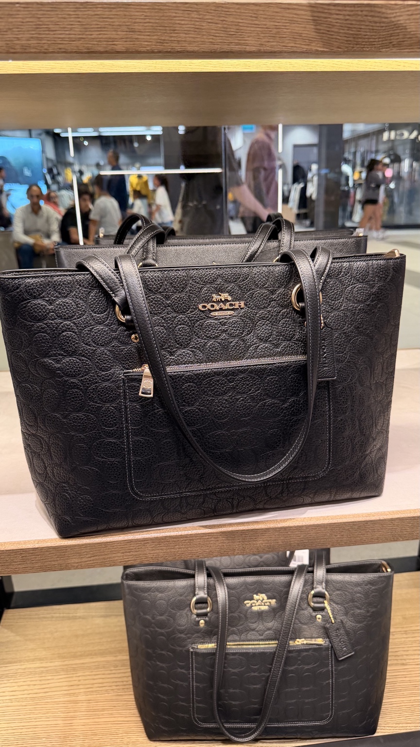 Black Embossed Zip Tote Bag