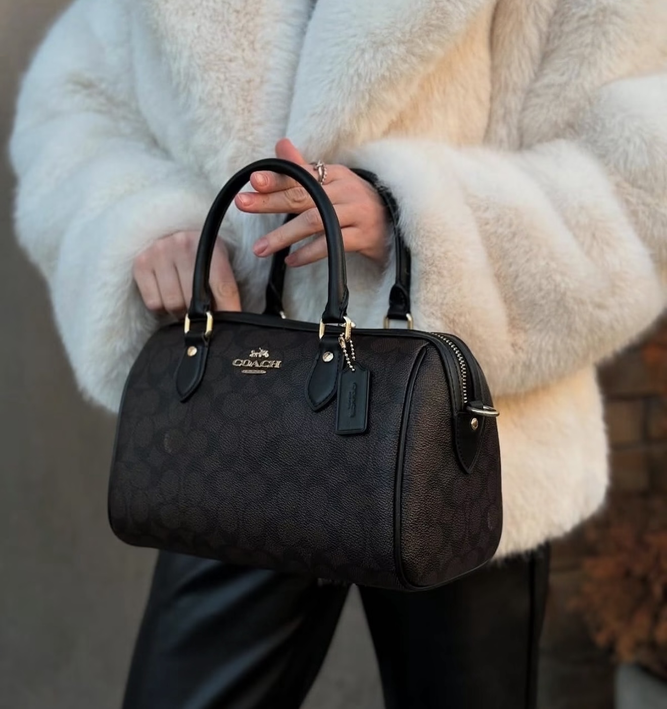 Rowan Satchel Bag In Signature Canvas · Black