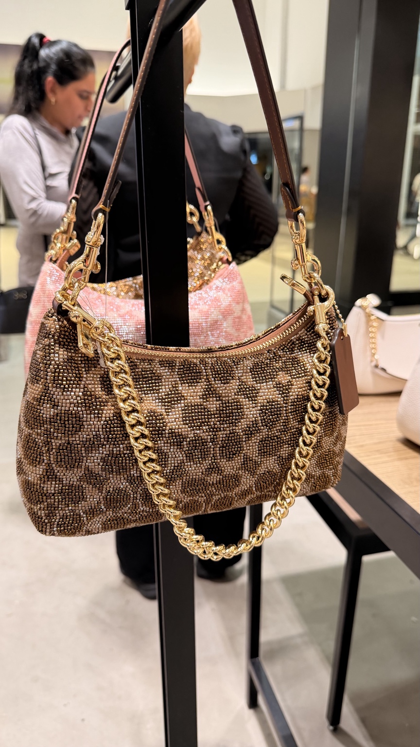 Bronze Embellished Chain Shoulder Bag