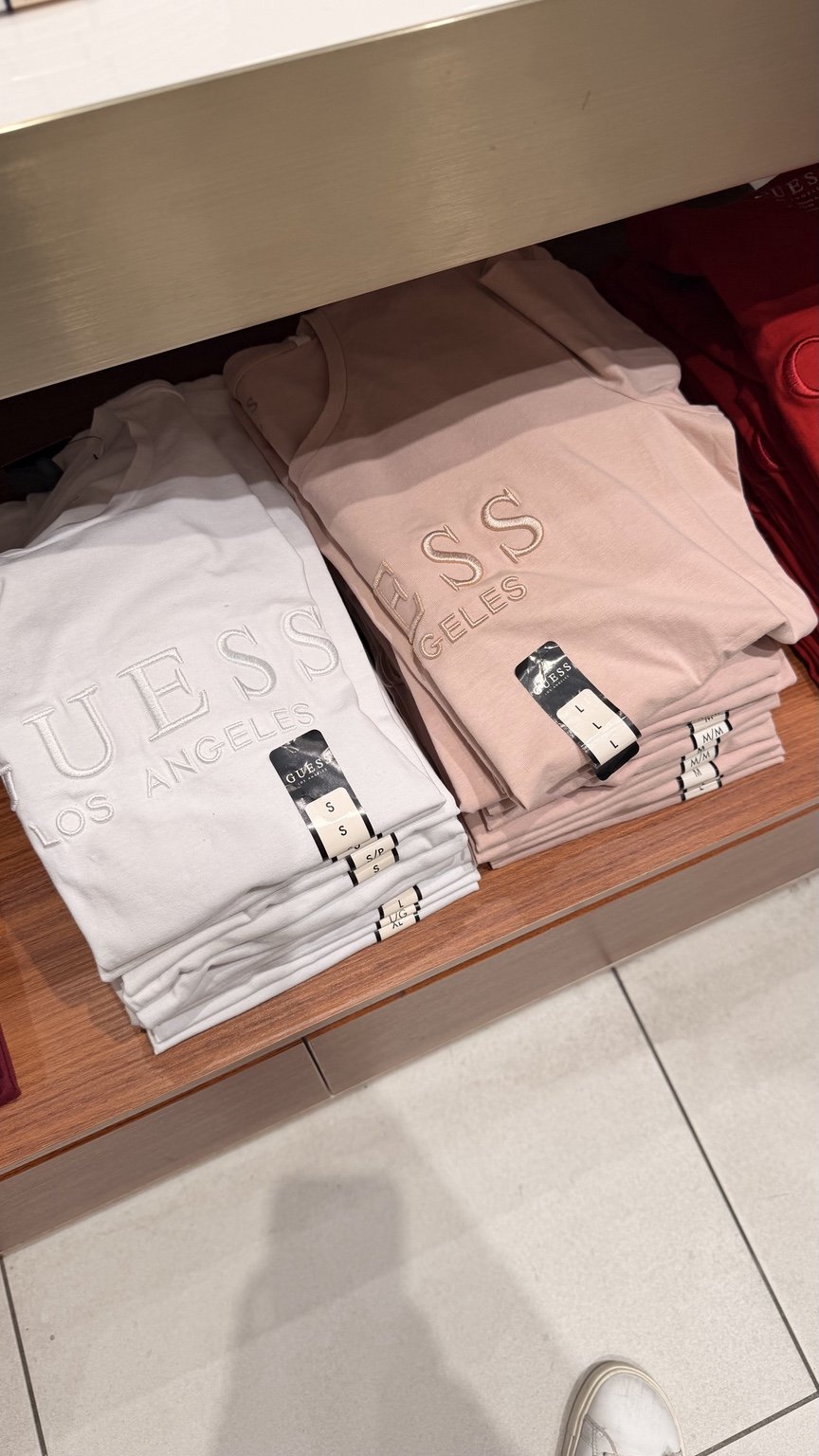 White and blush tonal GUESS tees