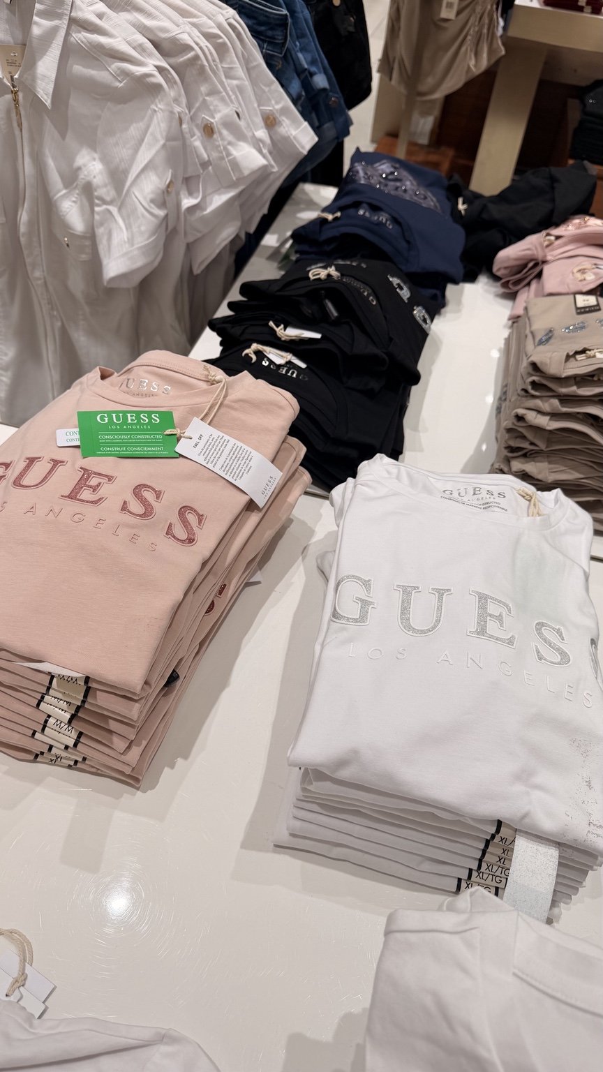 Blush and white logo tees
