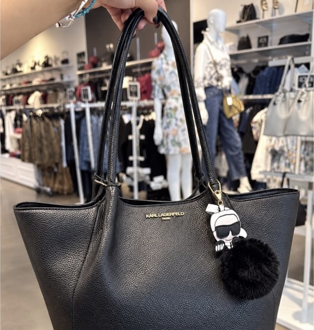 Croix Karl Pom Tote · Black · fits laptop
