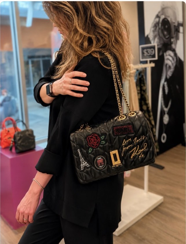 Lafayette Shoulder Bag With Paris Patch · Black · Styling View