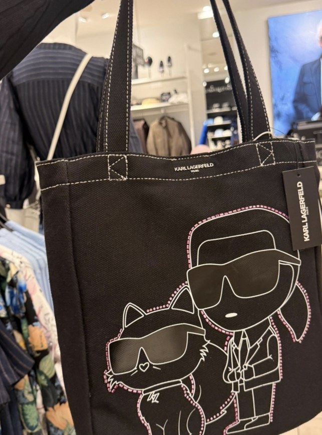 Cannes Karl & Choupette Rhinestone Tote · Deep Wine · Snap Closure · Fits Laptop
