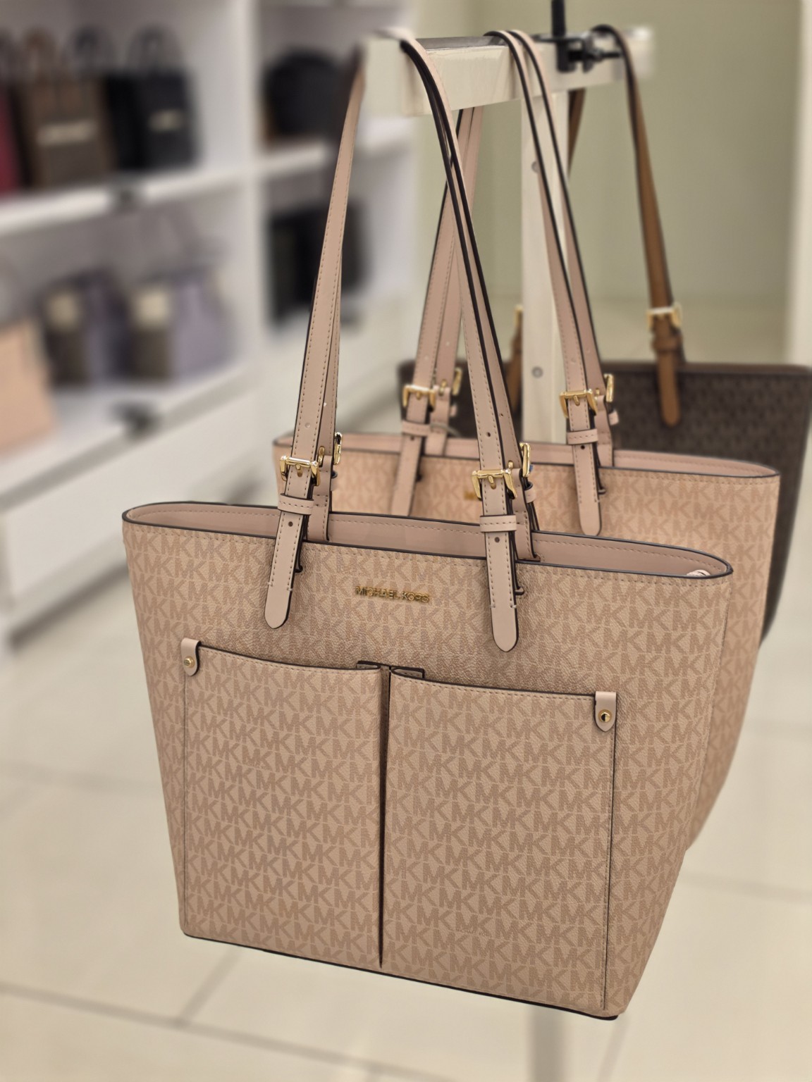 Blush Pink MK Monogram Pocket Tote