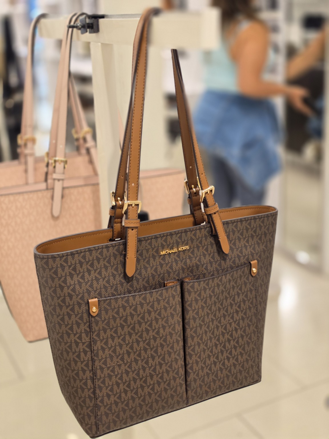 Brown MK Monogram Pocket Tote