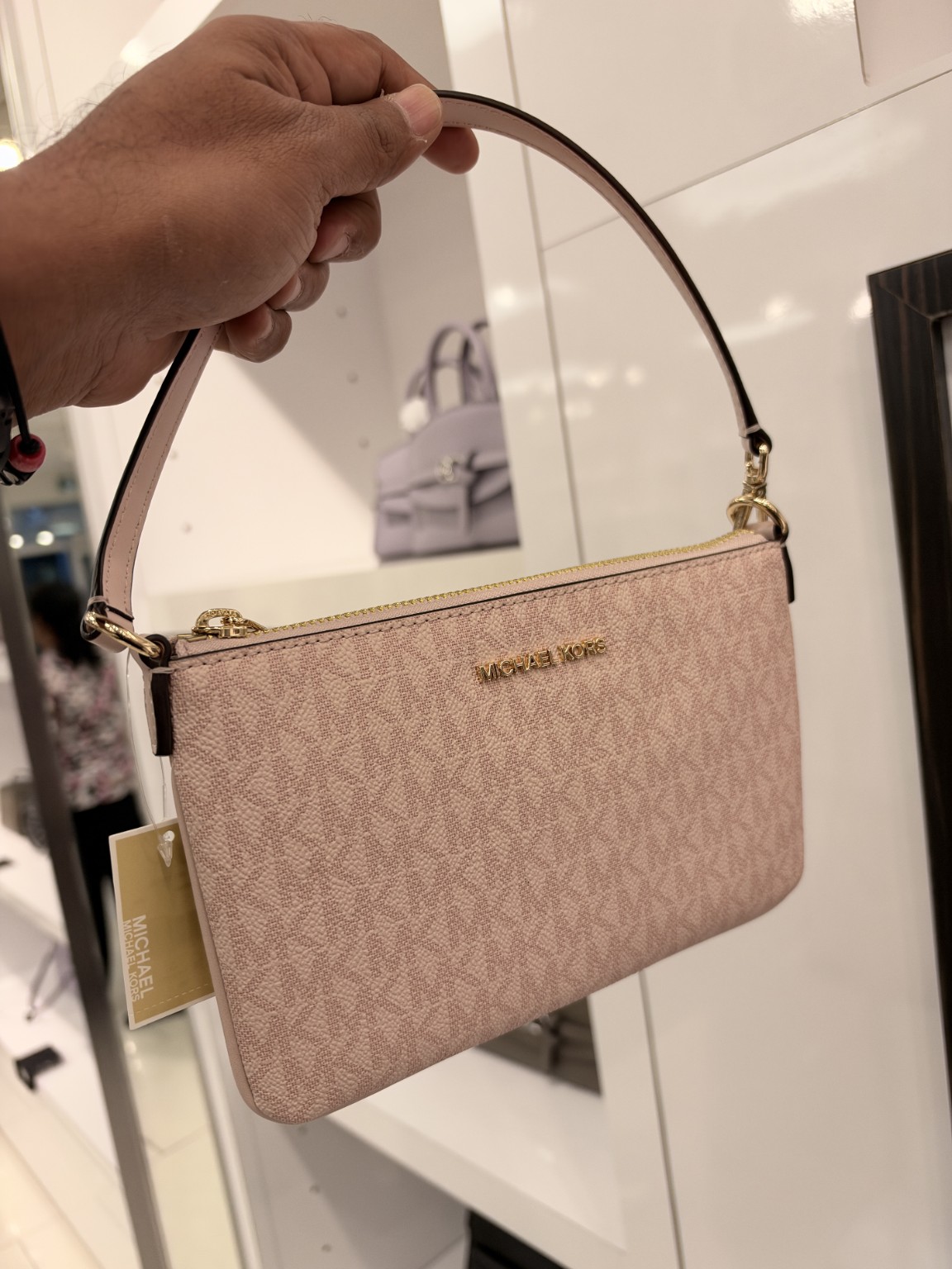 Blush Pink MK Monogram Shoulder Bag
