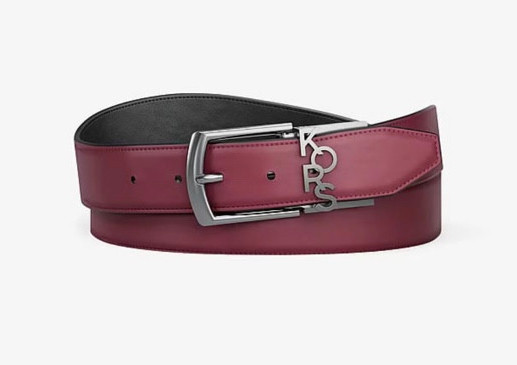 Burgundy and Black KORS-Buckle Reversible Belt