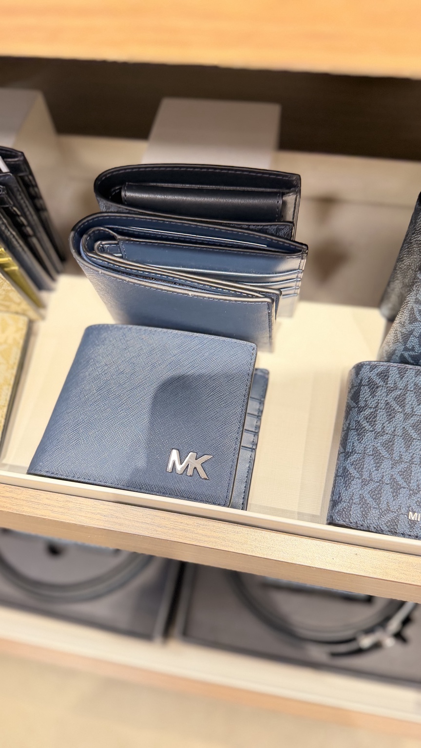 Navy Saffiano MK Bifold Wallet