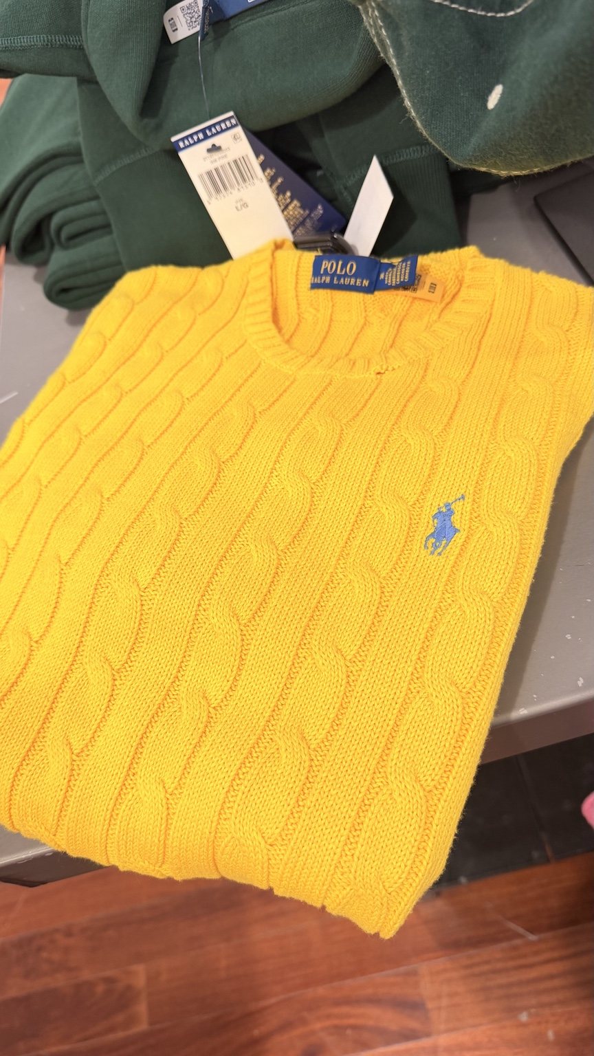 Yellow cable-knit sweater