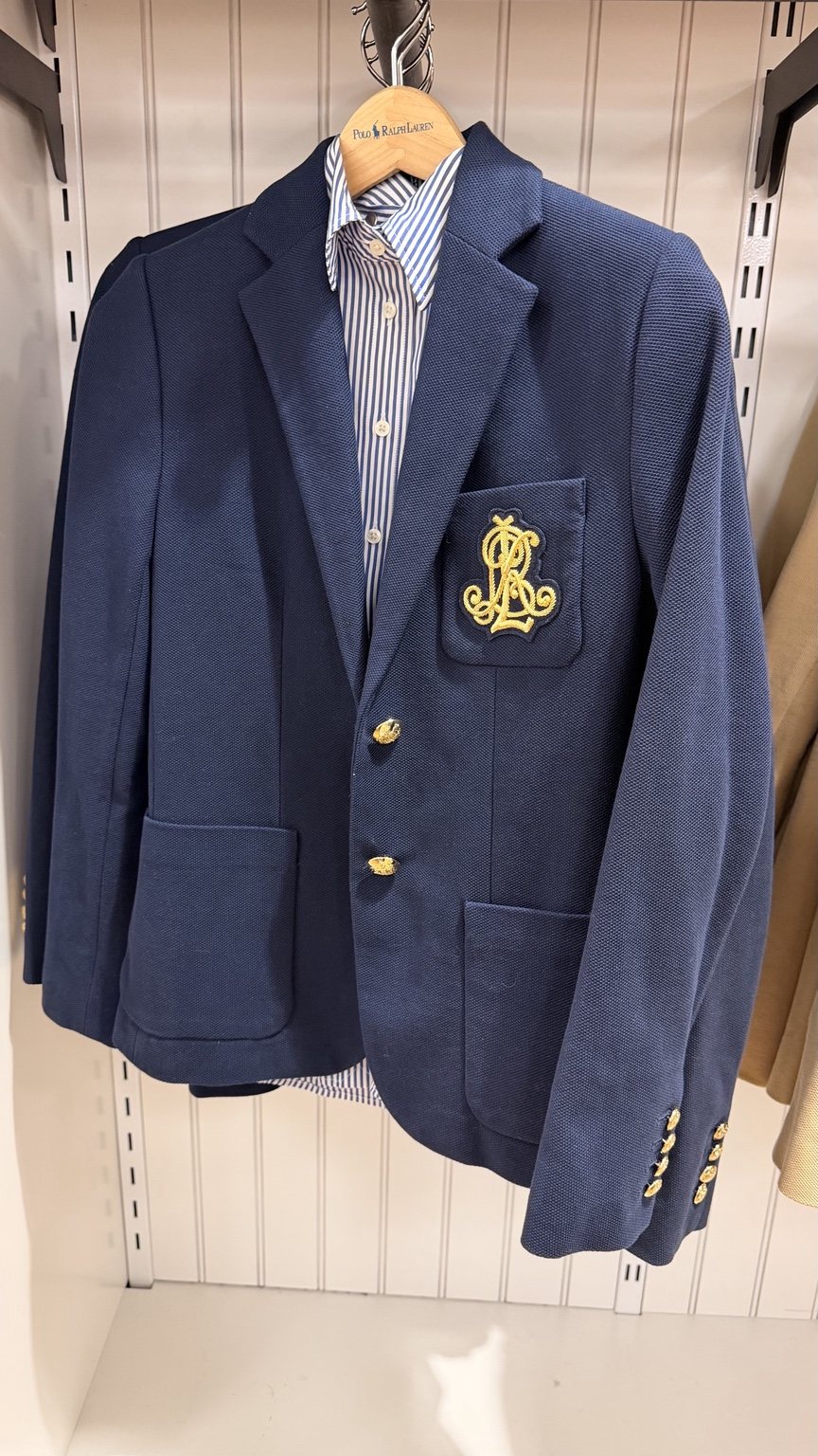Navy crest blazer