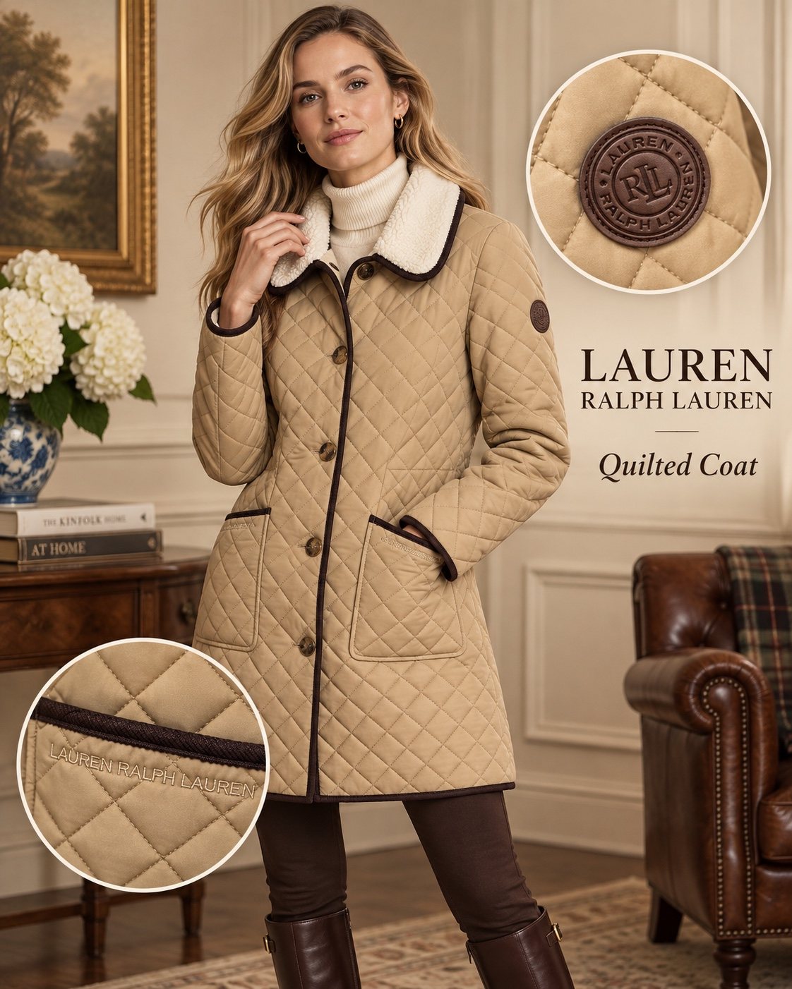 Camel quilted coat