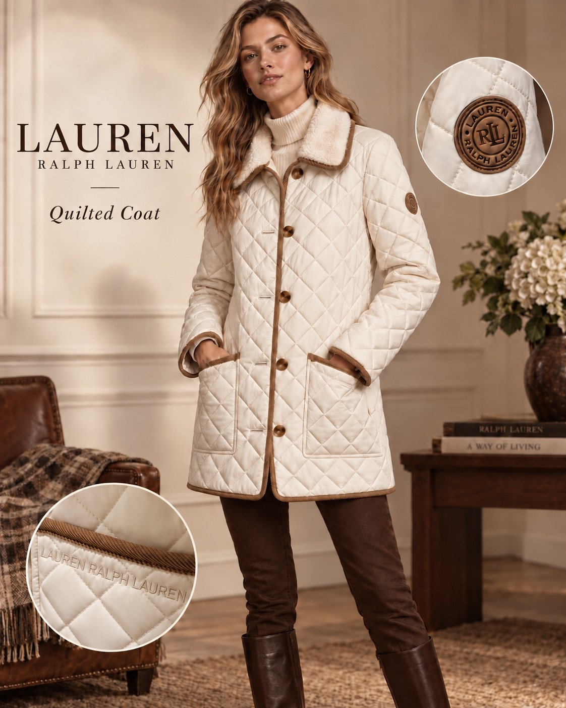 Ivory quilted coat