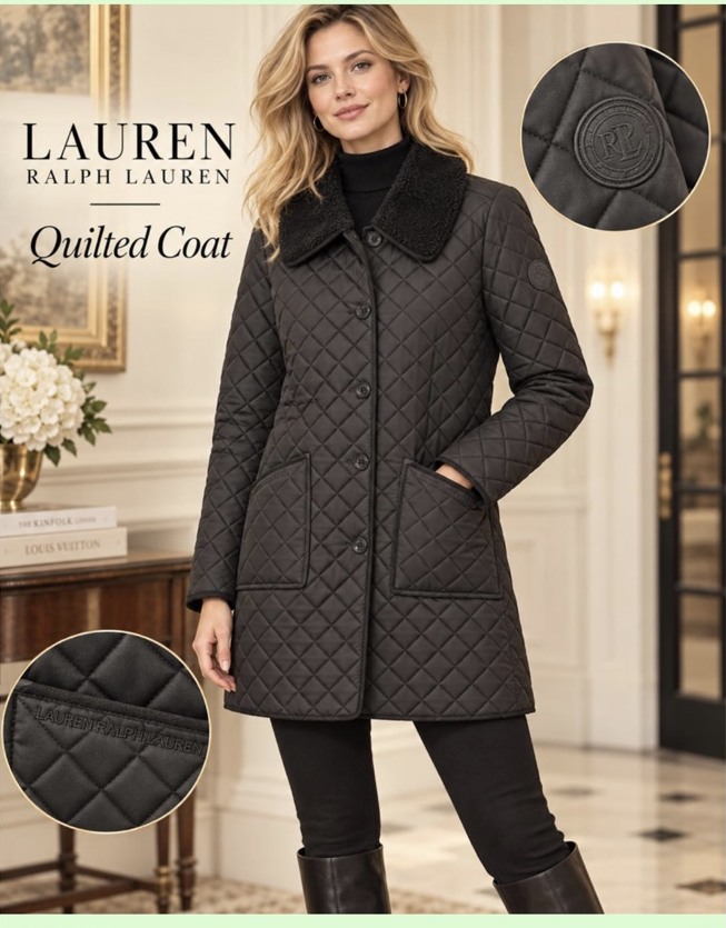 Black quilted Lauren coat