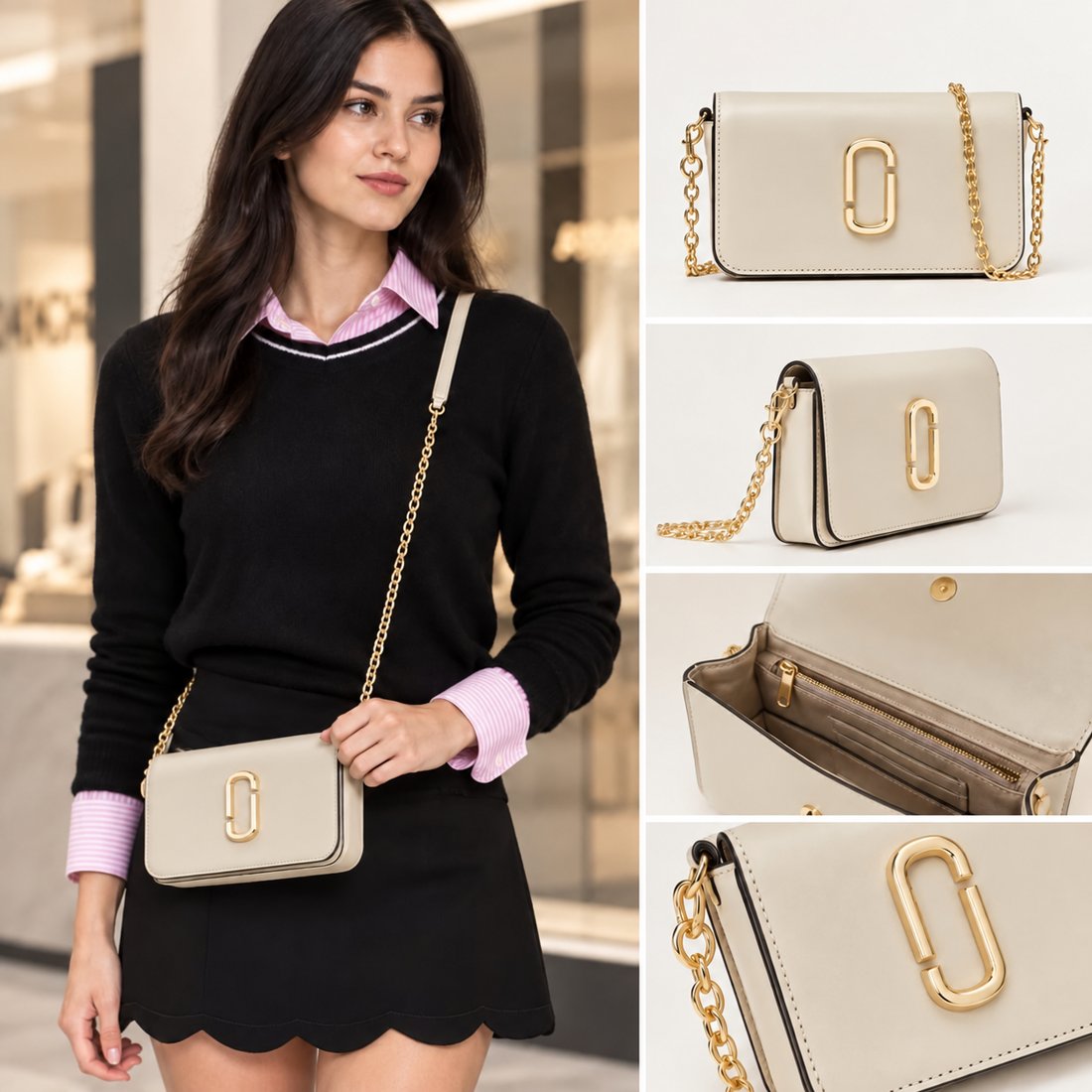 Marc Jacobs Cream J Marc Chain Crossbody
