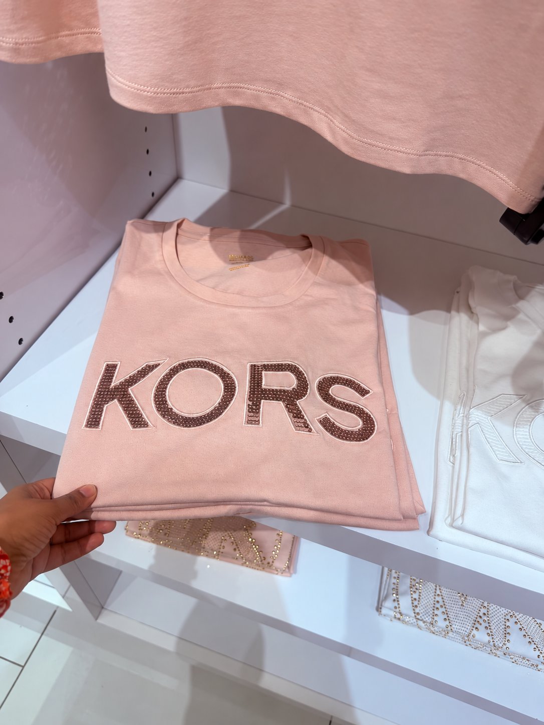 Michael Kors Sequined Logo Cotton T-Shirt