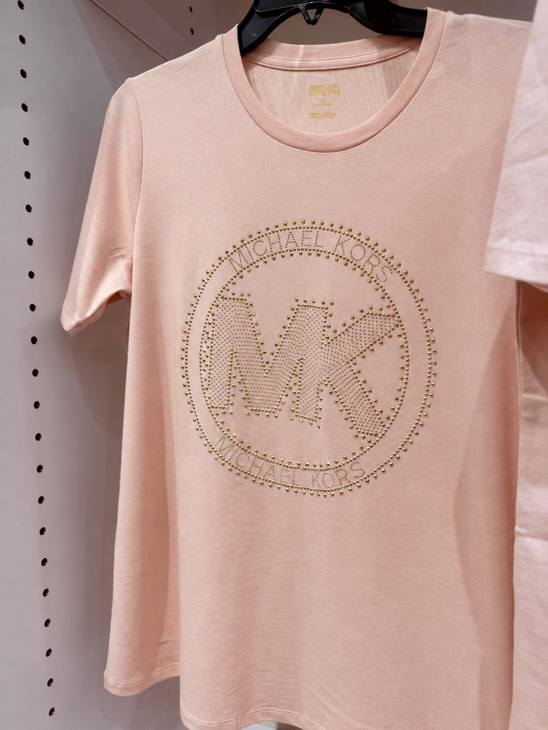 Michael Kors Studded Logo Charm Organic Cotton Jersey T-Shirt