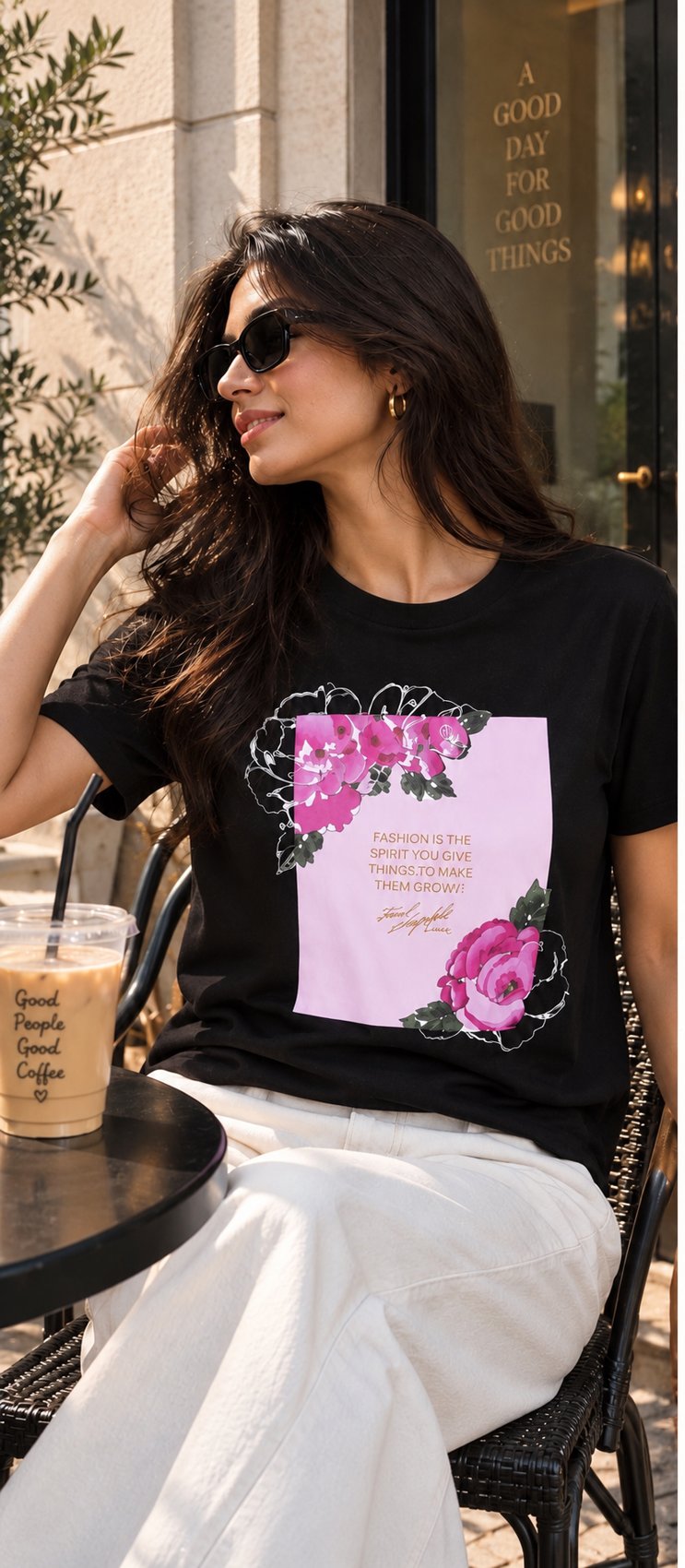 Black Floral Graphic Tee