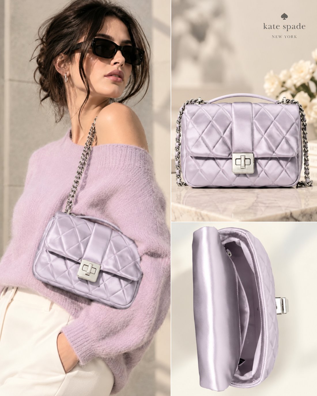 Kate Spade Lavender Quilted Chain Bag
