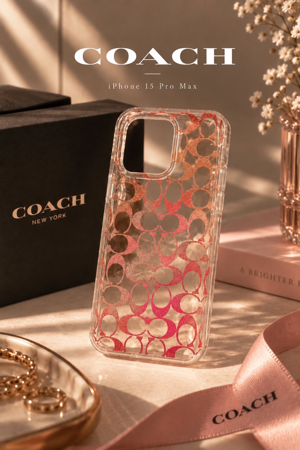 Coach Pink Signature iPhone 15 Pro Max Case