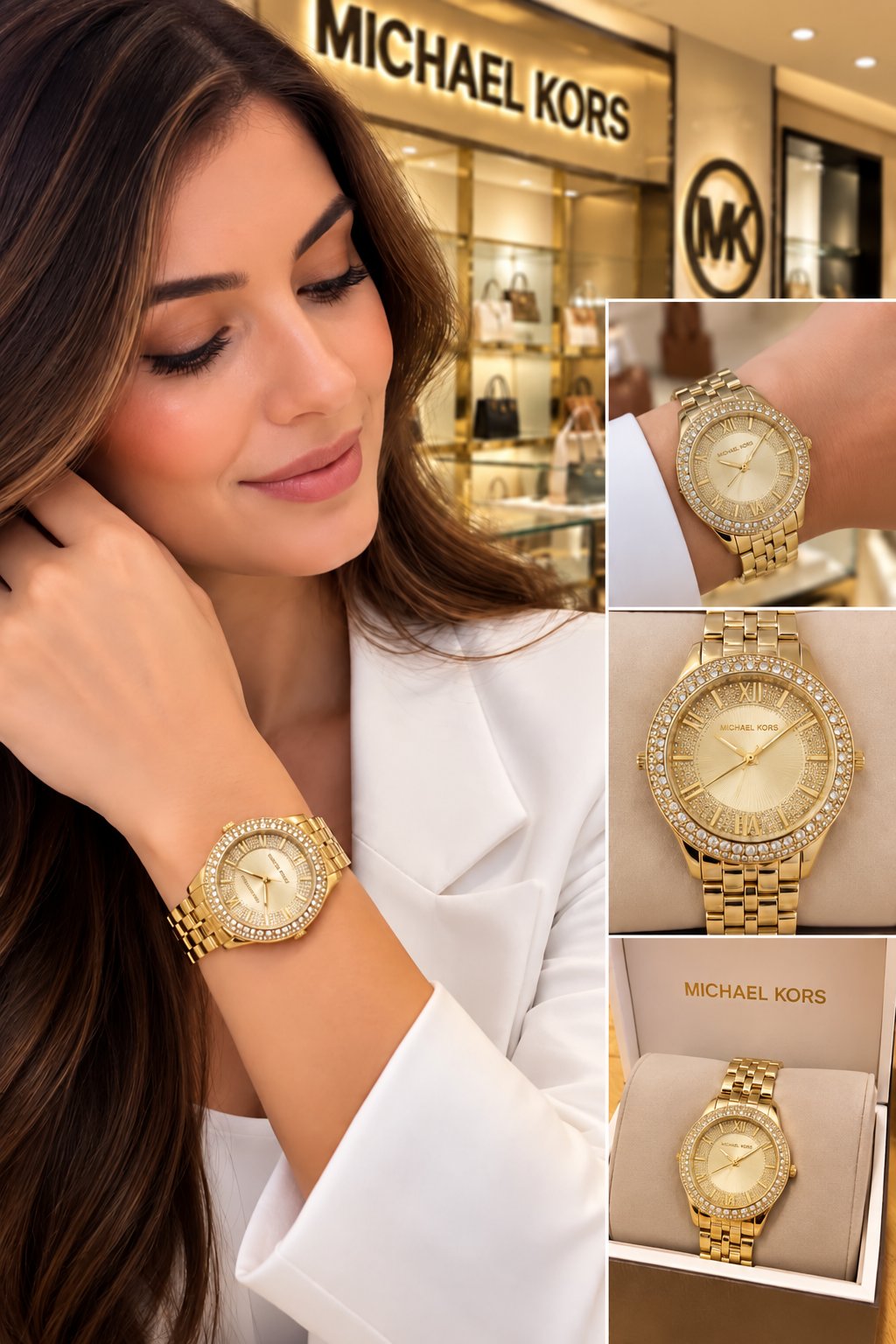 Michael Kors Gold Pavé Bezel Watch