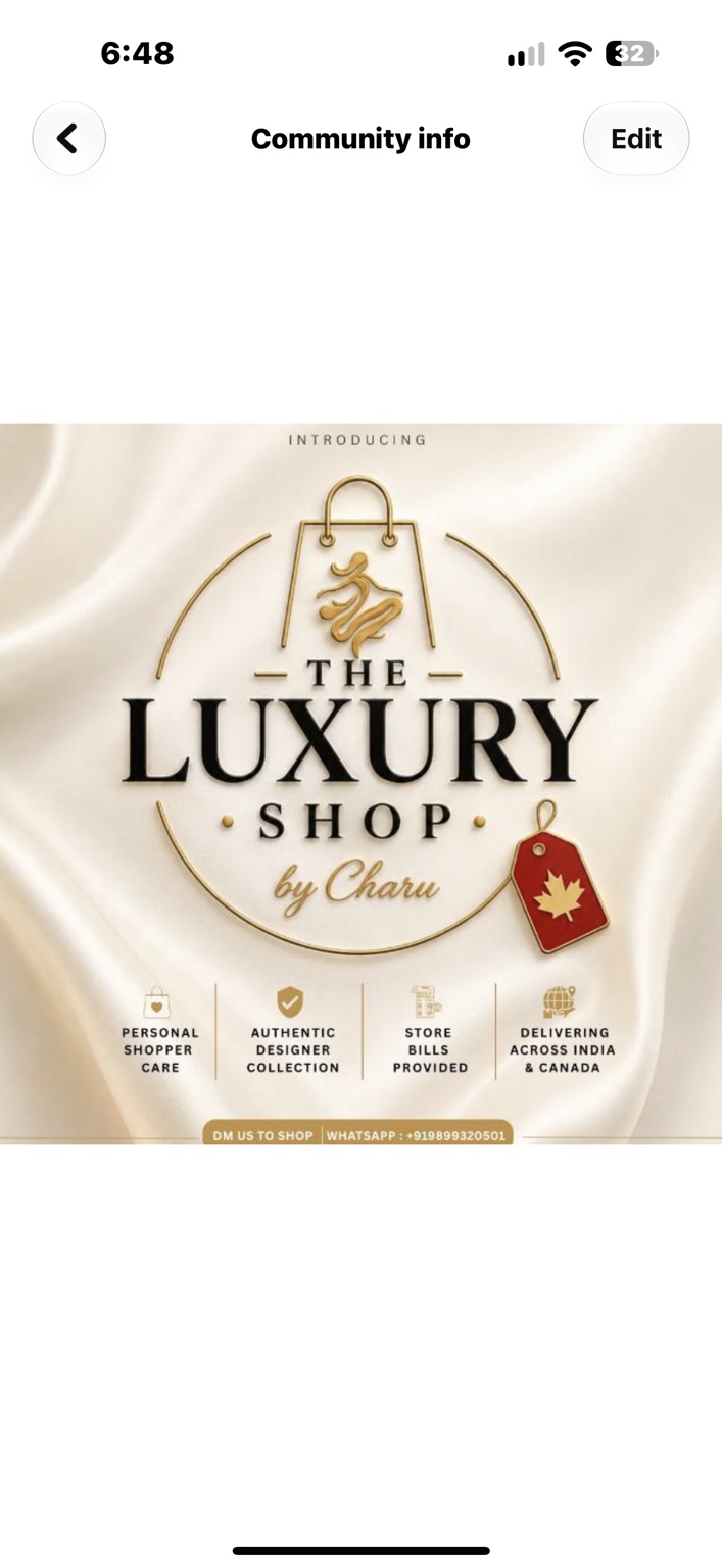 The Luxury Shop by Charu logo with Canada maple leaf