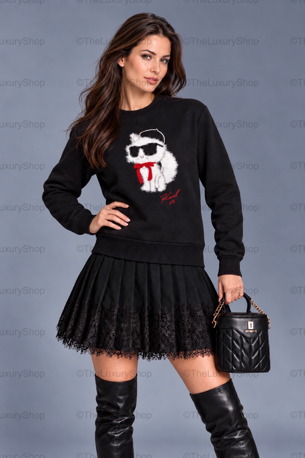 Long Sleeve Choupette In Beret Sweater