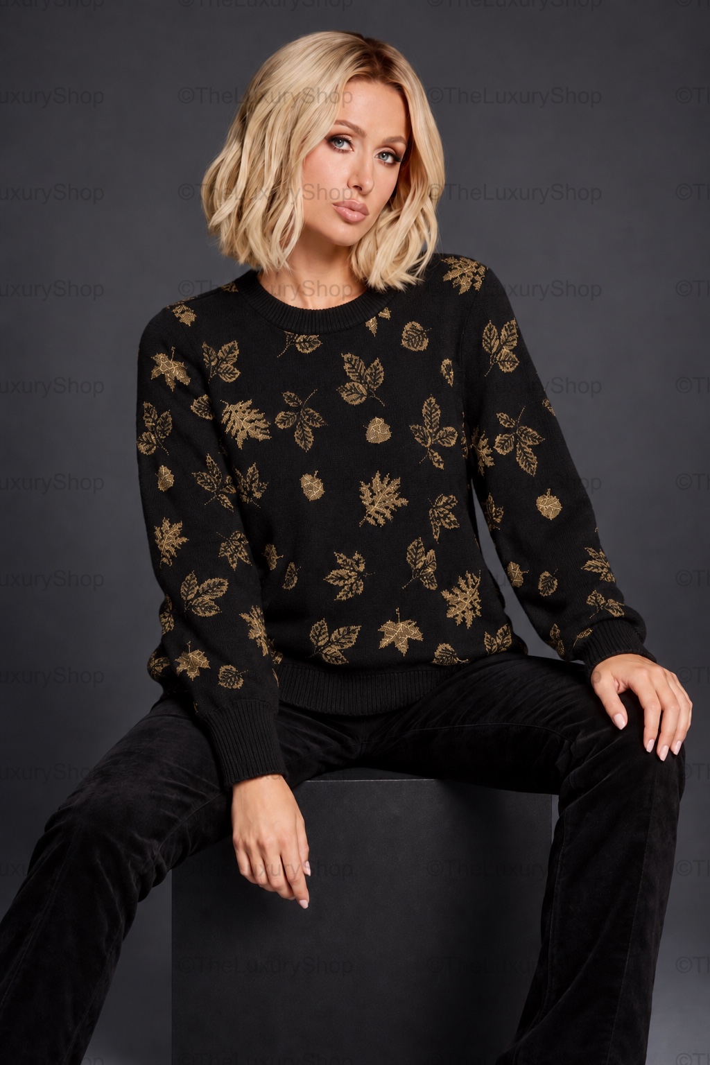 Long Sleeve Floral Crew Sweater