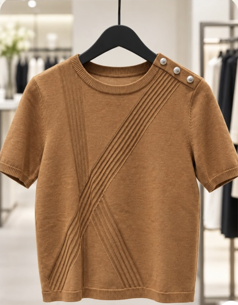 Short Sleeve K Sweater With Buttons