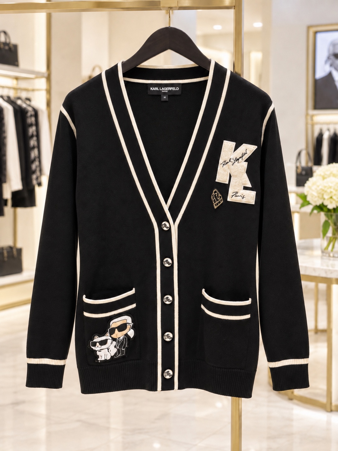 Karl Et Choupette Patch Varsity Cardigan