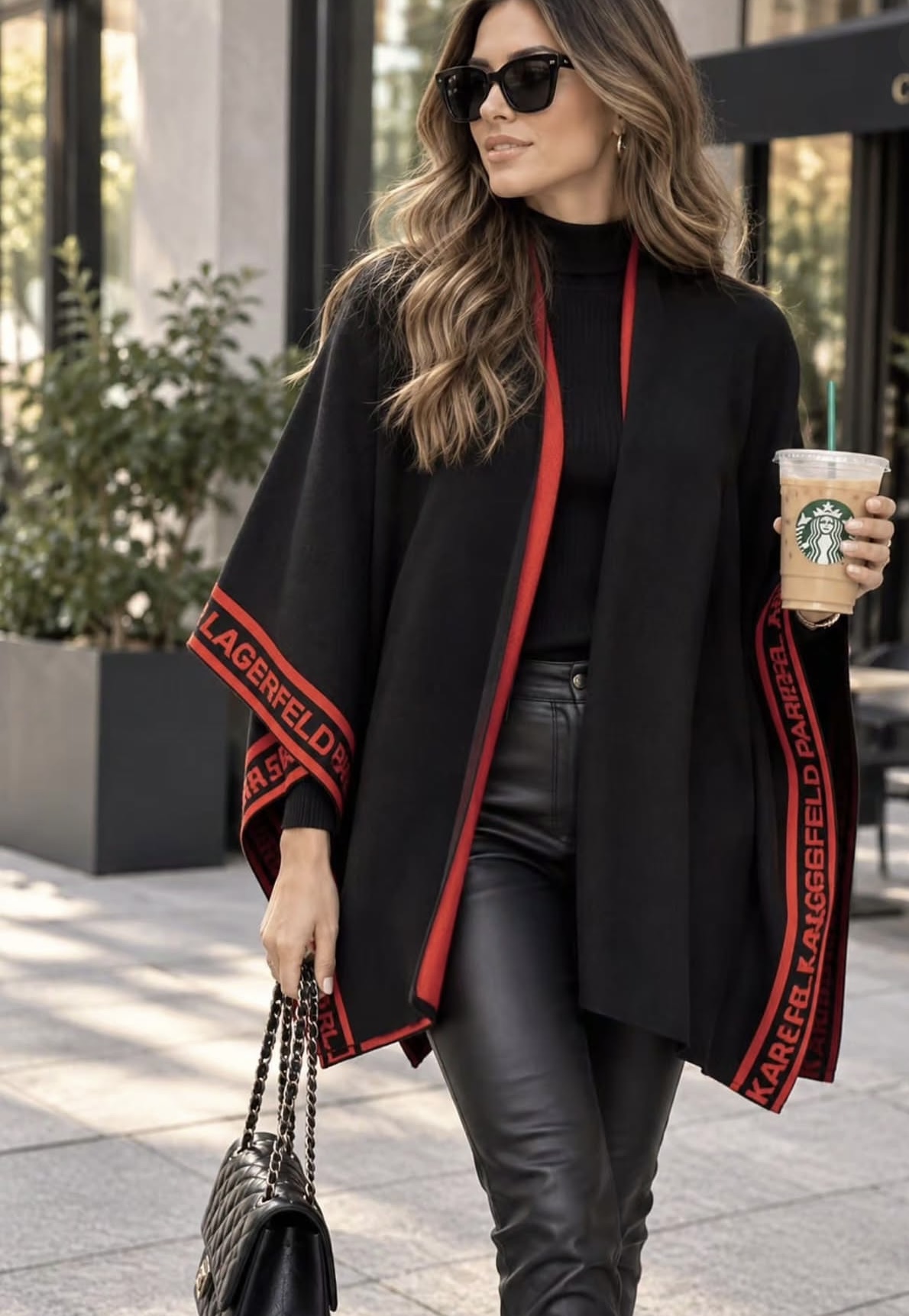 Black cape with red trim