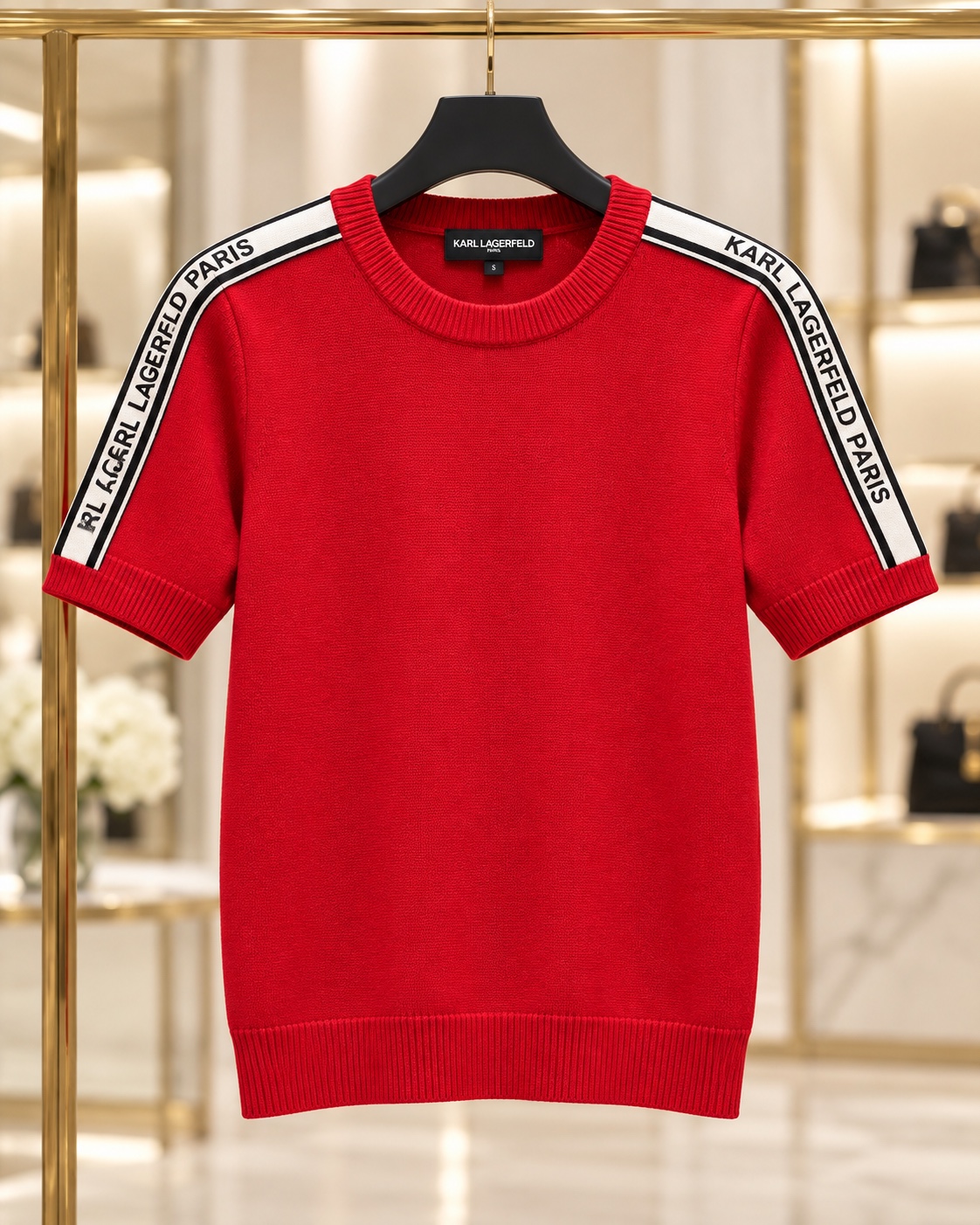 Short Sleeve Logo Tape Sweater