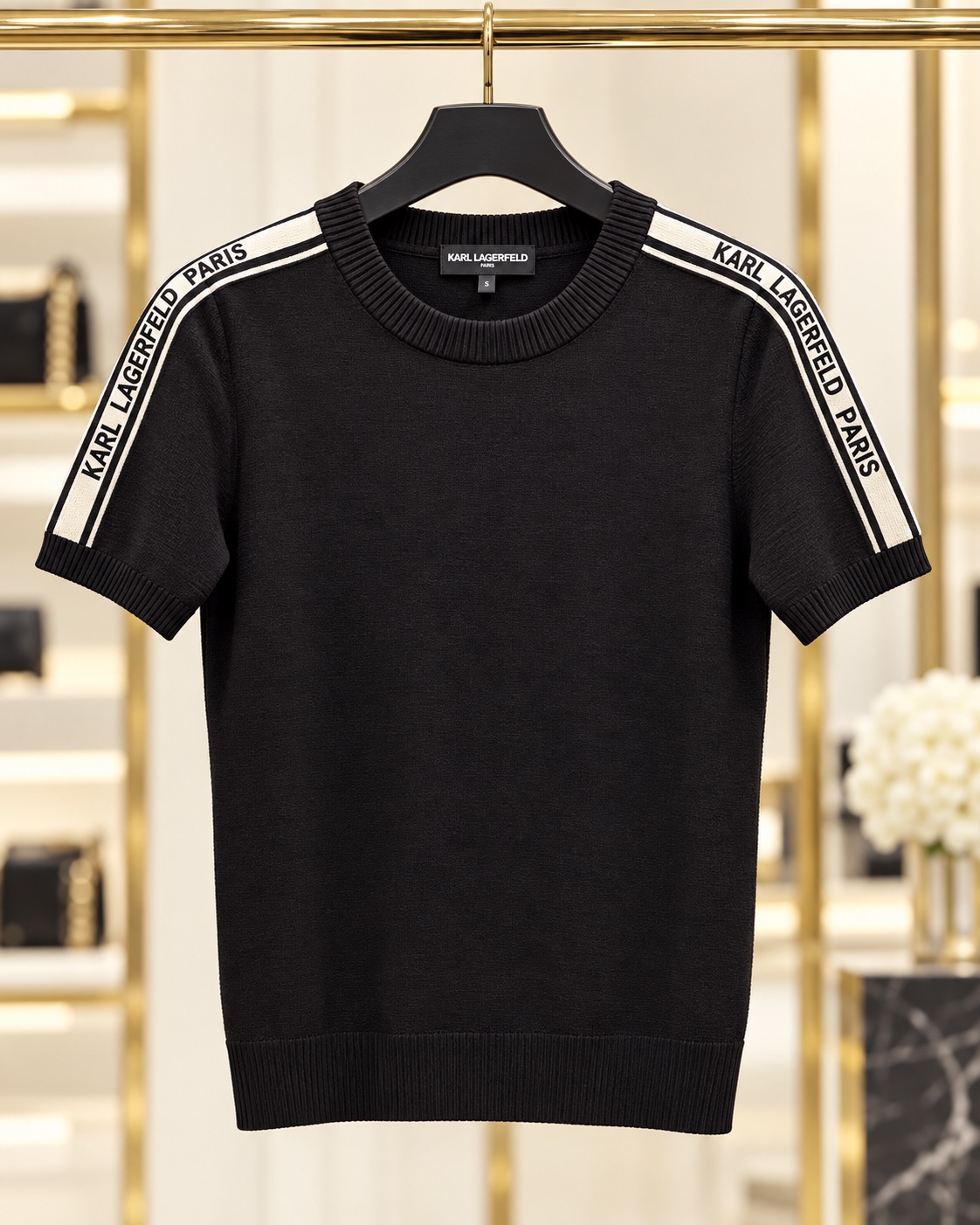 Short Sleeve Logo Tape Sweater