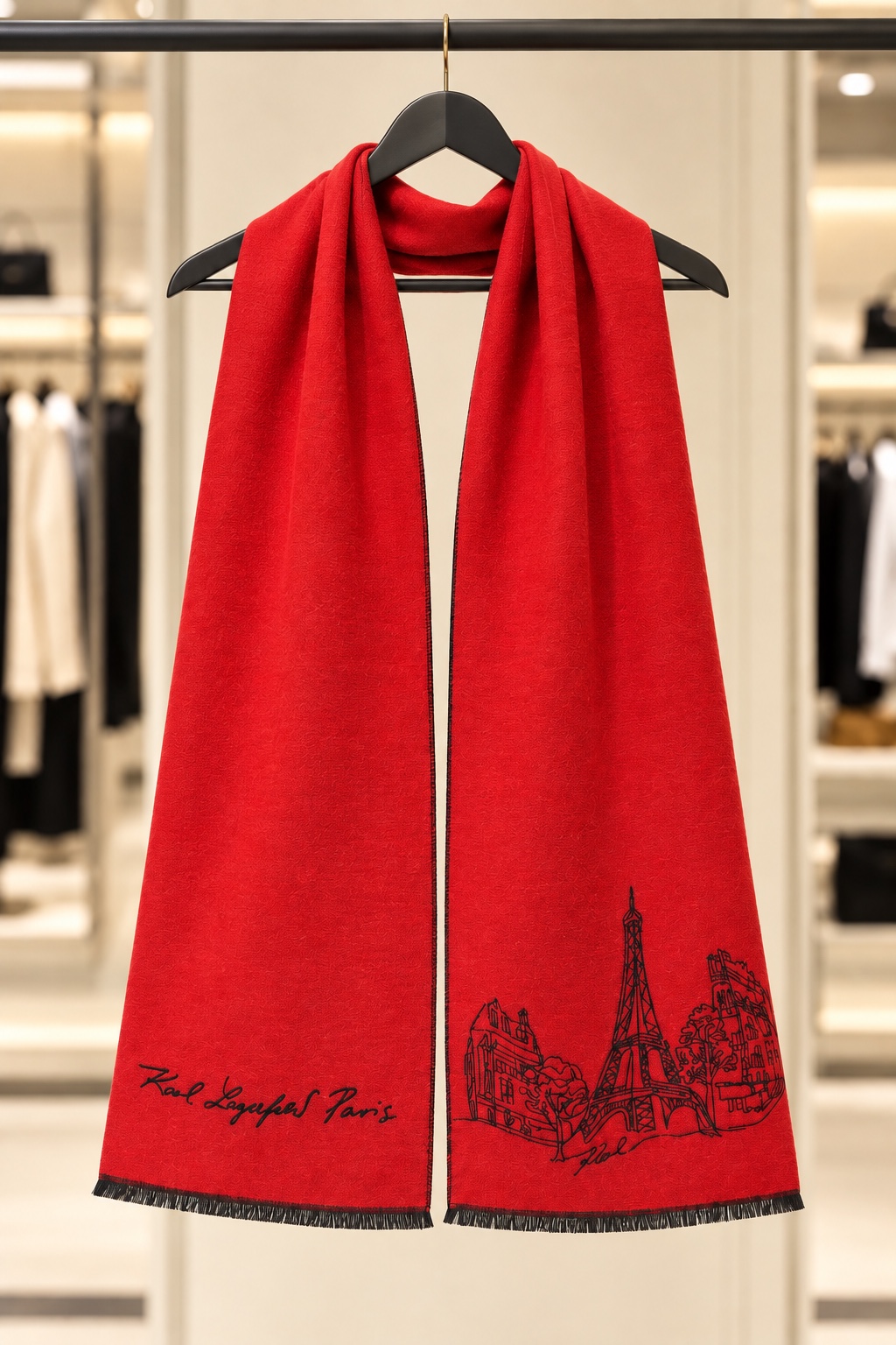 Red Paris skyline scarf