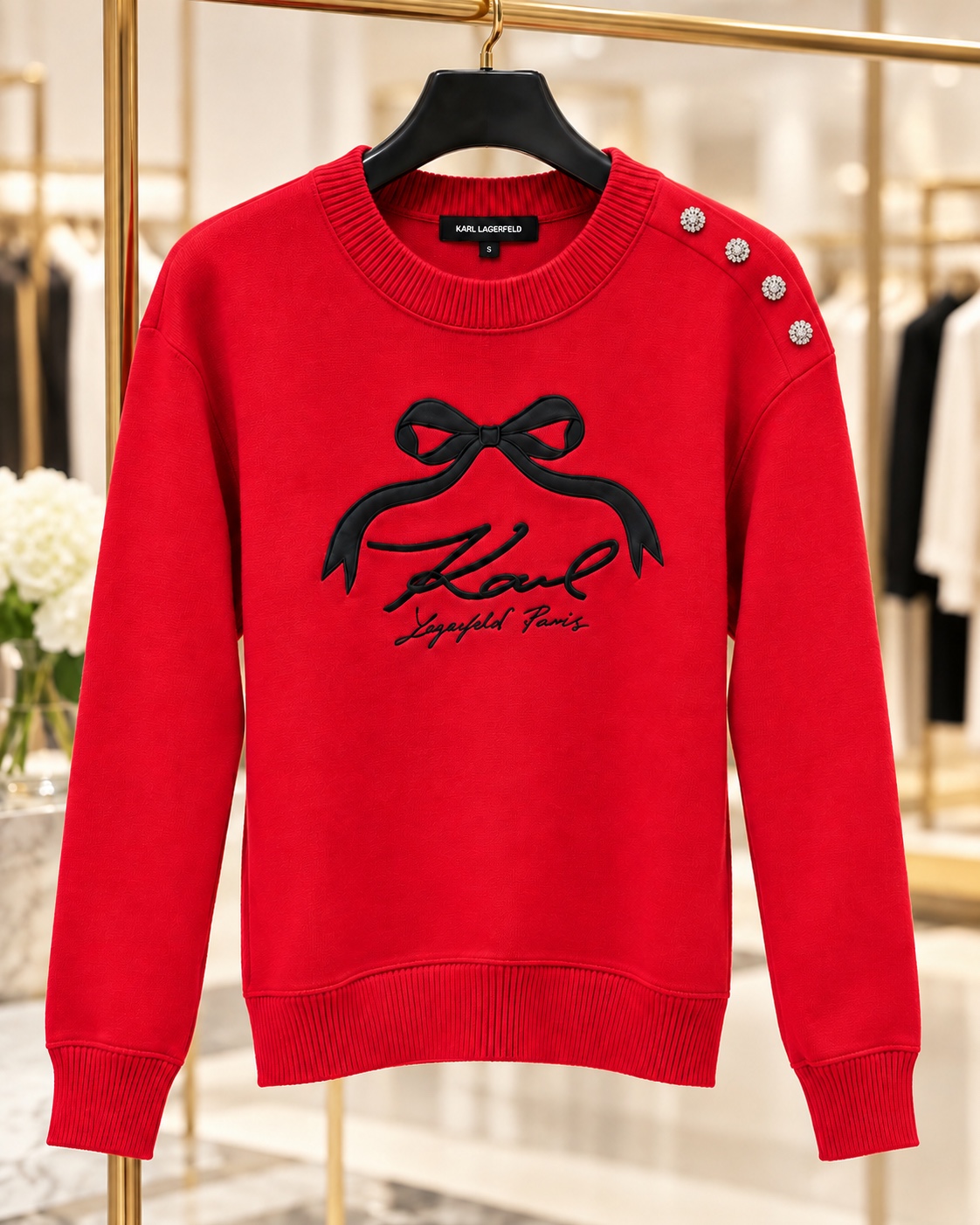Bow Sweatshirt With Buttons