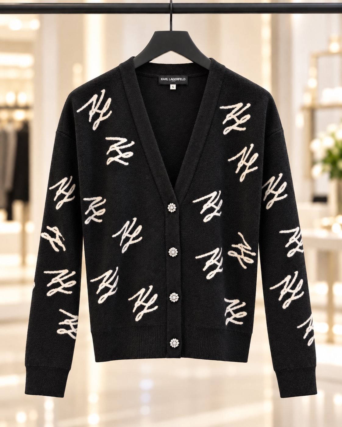 KL Scripted Logo Print Cardigan