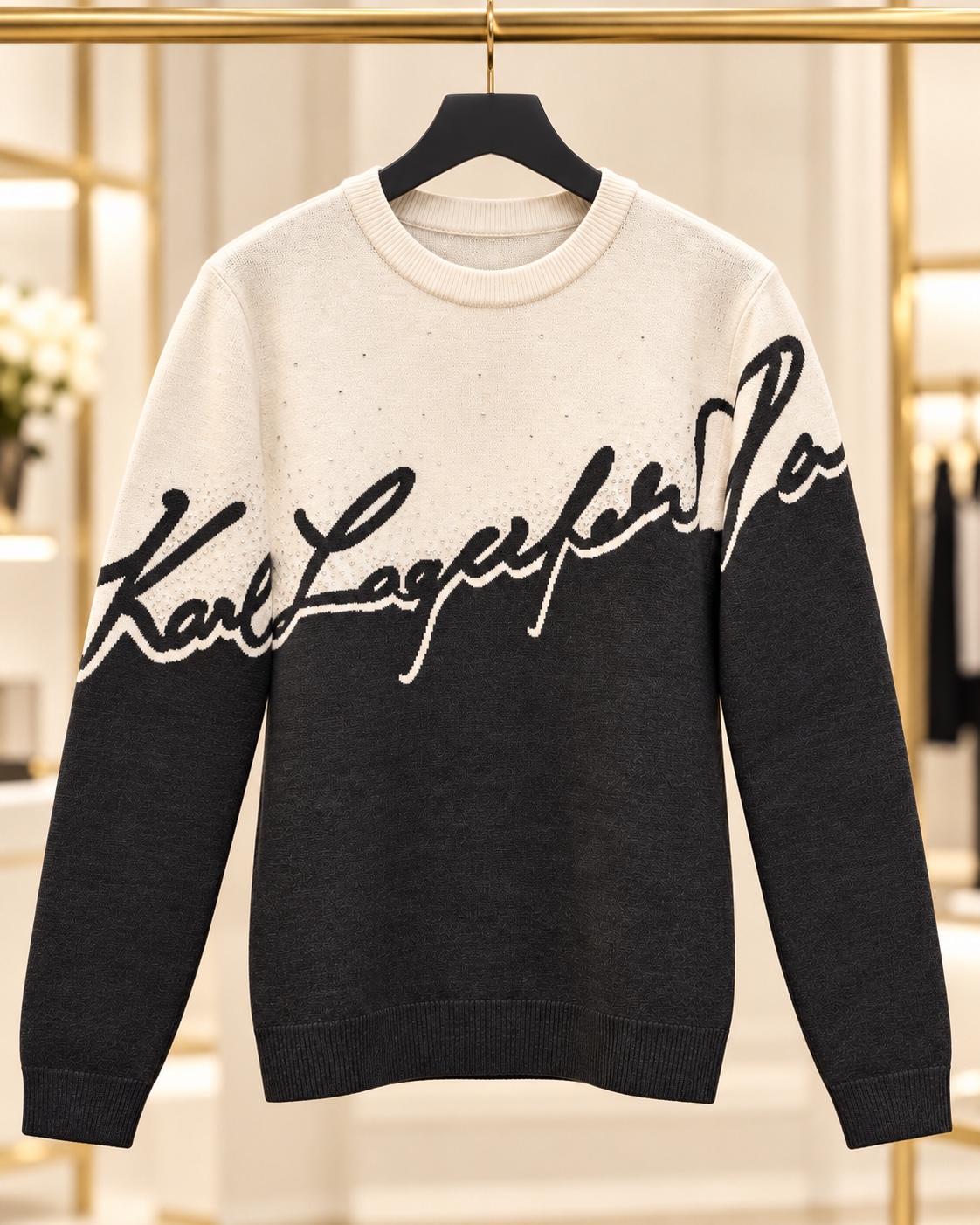 Two Toned Karl Script Sweater